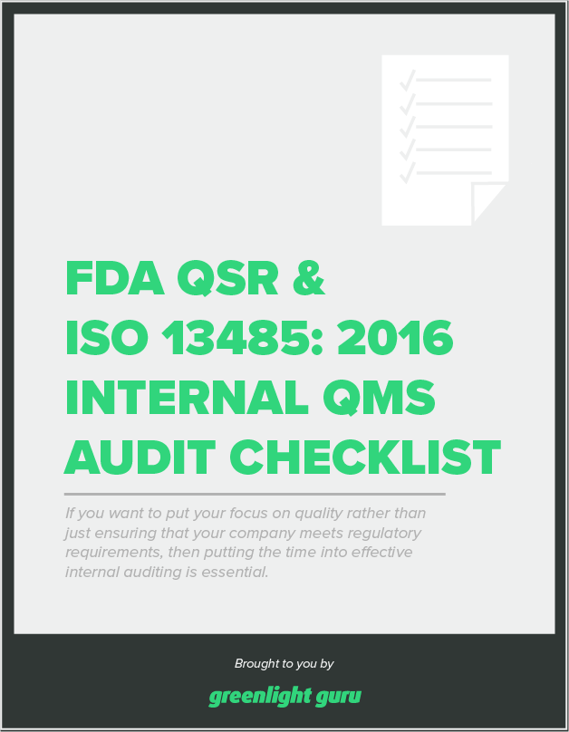 Fda Qsr And Iso 134852016 Qms Internal Audit Checklist Free Download 6242
